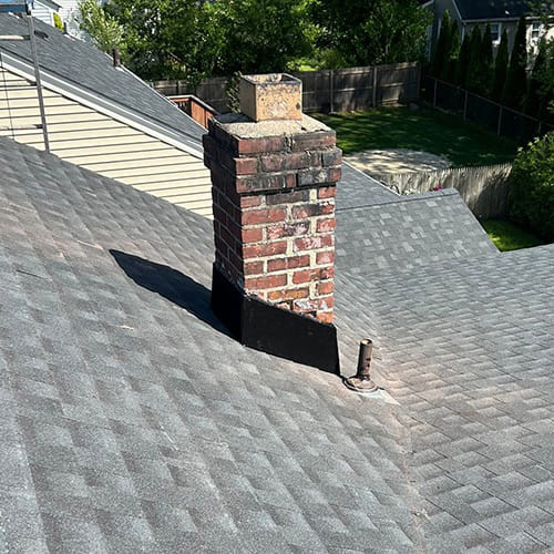 Photo of a shingle roof with GAF Timberline HDZ shingles in New Jersey newly installed by Everest Construction Group